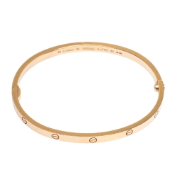 Pre Owned Cartier Love 18K Rose Gold Narrow Bangle Bracelet Size 16