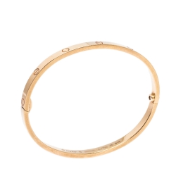 Pre Owned Cartier Love 18K Rose Gold Narrow Bangle Bracelet Size 16