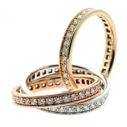 Pre Owned Cartier 18 K Tri Color Trinity Diamond Ring Size 55