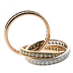 Pre Owned Cartier 18 K Tri Color Trinity Diamond Ring Size 55