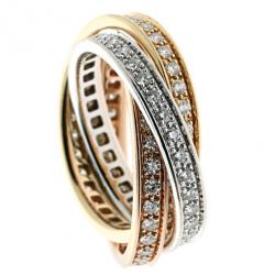 Pre Owned Cartier 18 K Tri Color Trinity Diamond Ring Size 55
