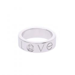 Pre Owned Cartier Love 18K White Gold Diamond Ring Size 48