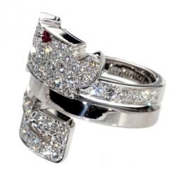 مملوكة مسبقًا Cartier Le baiser Du Dragon 18 K White Gold Diamond Ring Size 52.5