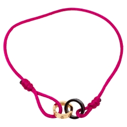 مملوكة مسبقًا Cartier LOVE Ceramic Diamond 18K Rose Gold Pink Cord Adjustable Bracelet