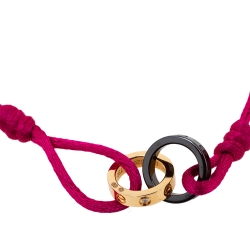 مملوكة مسبقًا Cartier LOVE Ceramic Diamond 18K Rose Gold Pink Cord Adjustable Bracelet