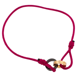 مملوكة مسبقًا Cartier LOVE Ceramic Diamond 18K Rose Gold Pink Cord Adjustable Bracelet