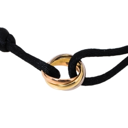 مملوكة مسبقًا Cartier Trinity De Cartier 18K Three Tone Gold Black Cord Bracelet
