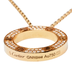 مملوكة مسبقًا Cartier Love Diamond Paved 18K Rose Gold Necklace