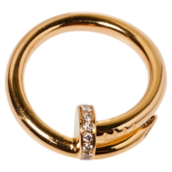 Pre Owned Cartier Juste Un Clou Diamond 18K Rose Gold Ring Size 53