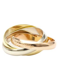 Pre Owned Cartier Les Must De Cartier Trinity 18K Three Tone 3 Band Ring 52