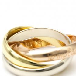 Pre Owned Cartier Les Must De Cartier Trinity 18K Three Tone 3 Band Ring 52