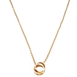 Pre Owned Cartier Love Interlocking 2 Hoops 18K Yellow Gold Necklace