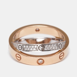 Pre Owned خاتم كارتييه لوف ألماس و ذهب ثنائي اللون عيار 18 مقاس 54 بحلقة مزودجة 