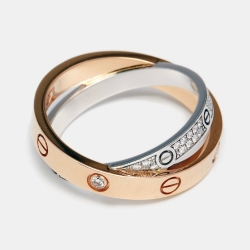 Pre Owned خاتم كارتييه لوف ألماس و ذهب ثنائي اللون عيار 18 مقاس 54 بحلقة مزودجة 