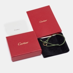 Pre Owned Cartier Trinity 18k Three Tone Gold Adjustable Green Cord Bracelet
