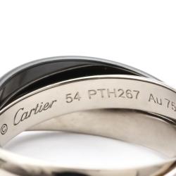Pre Owned Cartier Trinity 18K White Gold Ceramic Ring EU 54
