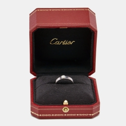 Pre Owned Cartier Love Solitare Diamond 18k White Gold Ring Size 54