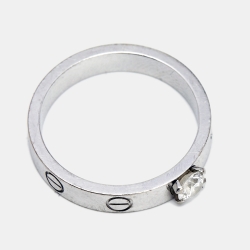 Pre Owned Cartier Love Solitare Diamond 18k White Gold Ring Size 54