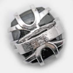 Pre Owned Cartier Le Baiser du Dragon Black Jade Diamond 18K White Gold Ring Size 52