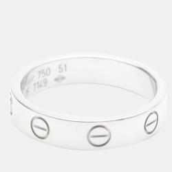 Pre Owned Cartier Love 18K White Gold Diamond Ring EU 51