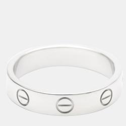 Pre Owned Cartier Love 18K White Gold Diamond Ring EU 51