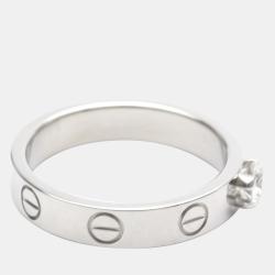 Pre Owned Cartier Love Solitaire 18K White Gold Diamond Ring EU 50
