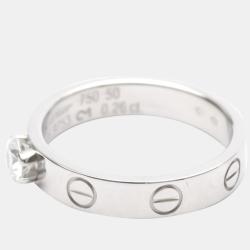 Pre Owned Cartier Love Solitaire 18K White Gold Diamond Ring EU 50