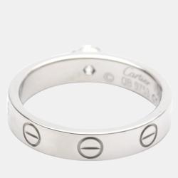 Pre Owned Cartier Love Solitaire 18K White Gold Diamond Ring EU 50