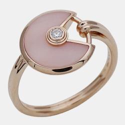 Pre Owned Cartier Amulette De Cartier 18K Rose Gold Diamond Opal Ring EU 51