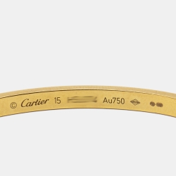 Pre Owned Cartier Love 18K Yellow Gold Small Model Bracelet 15