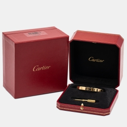 Pre Owned Cartier Love 18k Yellow Gold Bangle Bracelet 17