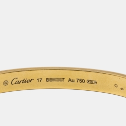 Pre Owned Cartier Love 18k Yellow Gold Bangle Bracelet 17