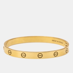 Pre Owned Cartier Love 18k Yellow Gold Bangle Bracelet 17
