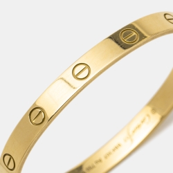 Pre Owned Cartier Love 18k Yellow Gold Bangle Bracelet 17