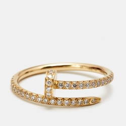 Pre Owned Cartier Juste Un Clou Diamond 18k Yellow Gold Ring Size 57