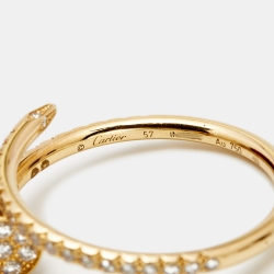 Pre Owned Cartier Juste Un Clou Diamond 18k Yellow Gold Ring Size 57