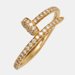 Pre Owned Cartier Juste Un Clou Diamond 18k Yellow Gold Ring Size 57