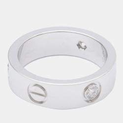 Pre Owned Cartier Love 18K White Gold Diamond Ring EU 51
