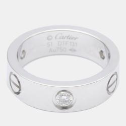 Pre Owned Cartier Love 18K White Gold Diamond Ring EU 51