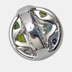 Pre Owned Cartier Pasha de Cartier Multi Gemstone 18k White Gold Cocktail Ring Size 53
