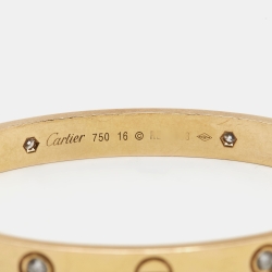 Pre Owned Cartier Love 4 Diamonds 18k Rose Gold Bracelet 16