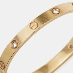 Pre Owned Cartier Love 4 Diamonds 18k Rose Gold Bracelet 16