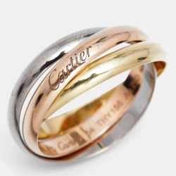Pre Owned Cartier Trinity 18k Three Tone Gold Small Model Ring Size 54