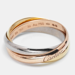 Pre Owned Cartier Trinity 18k Three Tone Gold Small Model Ring Size 54