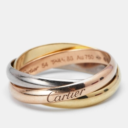 Pre Owned Cartier Trinity 18k Three Tone Gold Small Model Ring Size 54