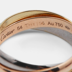 Pre Owned Cartier Trinity 18k Three Tone Gold Small Model Ring Size 54