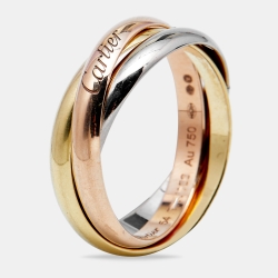 Pre Owned Cartier Trinity 18k Three Tone Gold Small Model Ring Size 54