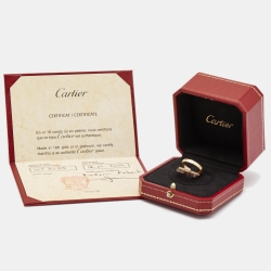مملوكة مسبقًا Cartier Love Diamond Ceramic 18k Rose Gold 3 Ring Set Size 53