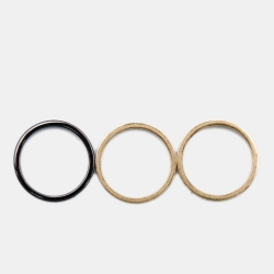 مملوكة مسبقًا Cartier Love Diamond Ceramic 18k Rose Gold 3 Ring Set Size 53