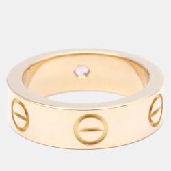 Pre Owned Cartier Love 18K Rose Gold Sapphire Ring EU 49
